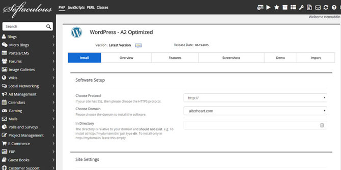 A2 Hosting WordPress Installation