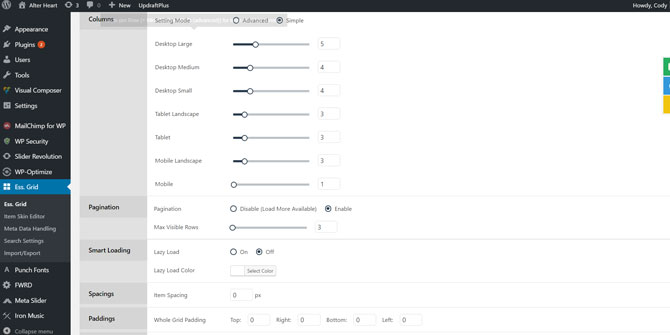 Essential Grid - Grid Settings