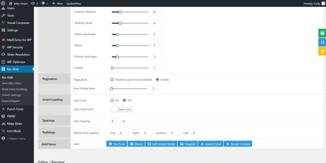 Essential Grid - Grid Settings