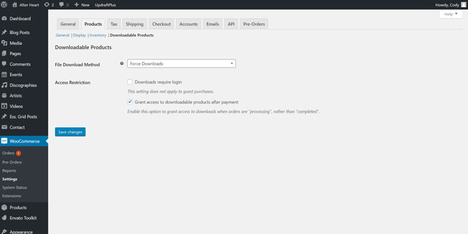 WooCommerce Product Download Settings