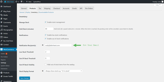 WooCommerce Product Inventory Settings