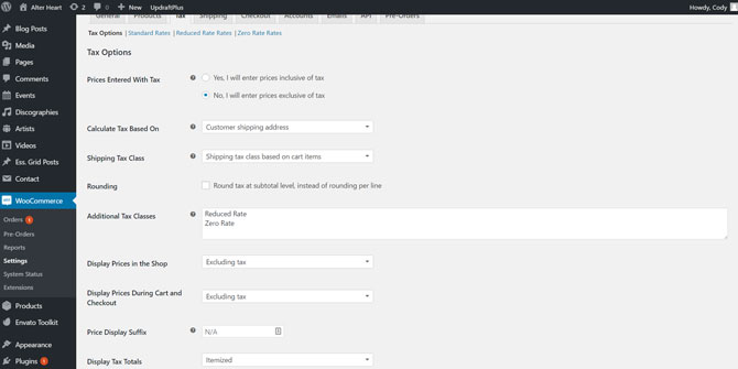 WooCommerce Tax Rates