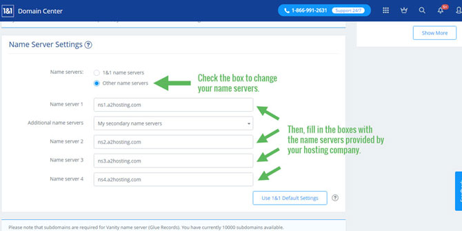 1and1 DNS Settings