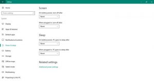 Laptop Power Settings in Windows 10