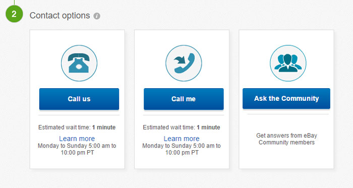 Ebay Contact Options